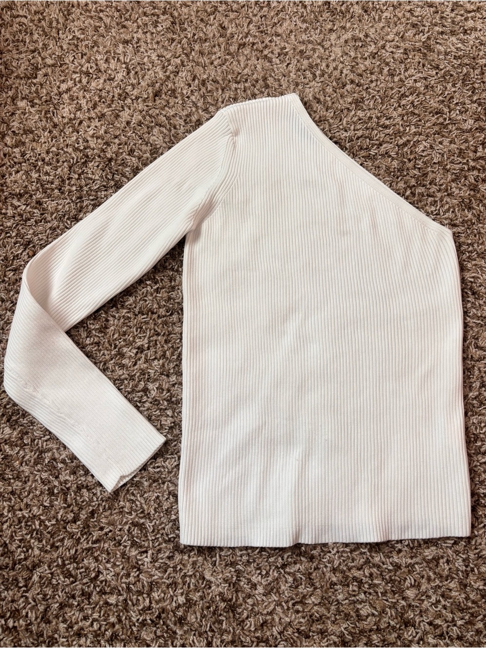 PrettyLittleThing One-Shoulder Ribbed Sweater Top - Cream